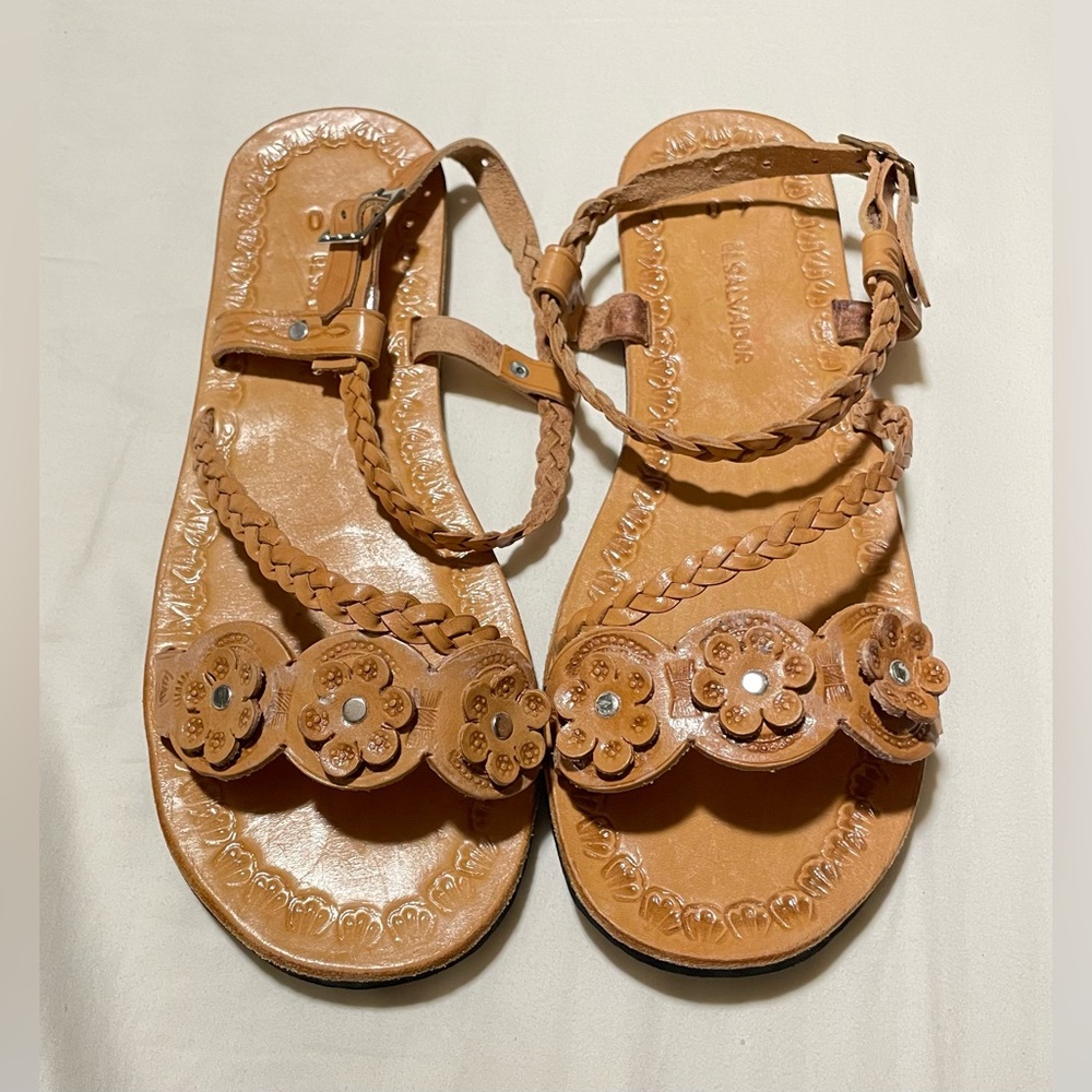 Braided Tan Leather Sandals